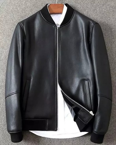 Black leather jacket - jacket, men